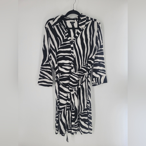Talbots Dress Size XL Animal Print Zebra Stripe Black White - Picture 2 of 5